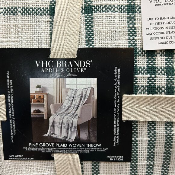 VHC Brands April & Olive Farmhouse Collection Pine Grove Plaid Woven Throw 50X60 - Picture 6 of 6